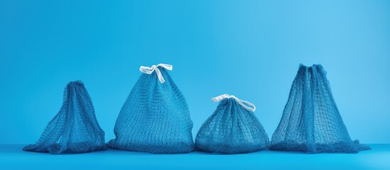 Promote plastic free lifestyle embrace sustainability prioritize nature Use reusable and recyclable bags on blue background