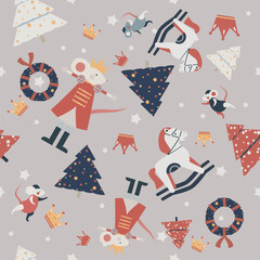 xmas toys seamless pattern