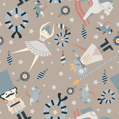 xmas toys seamless pattern