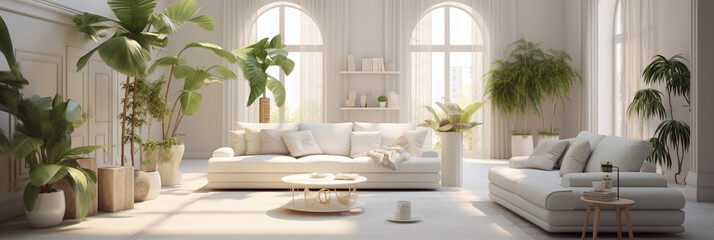 a beautiful living room with furniture and plants