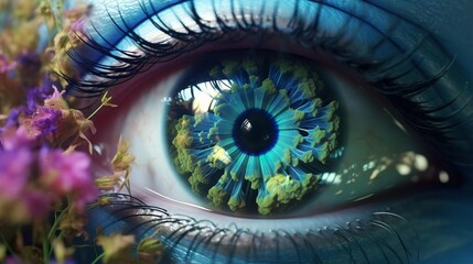 eye iris and pupil 3d rendering background - obrazy, fototapety, plakaty