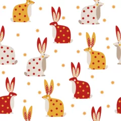 Fotobehang bunny seamless pattern © Tselinka777