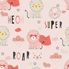 lions seamless pattern