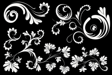 Fototapeta premium Vintage baroque feminine wedding swirl decorations design elements whimsical feminine sensibilities AI Generated