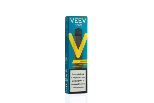 Yerevan Armenia - September 08, 2023: VEEV NOW Disposable Vape Device.