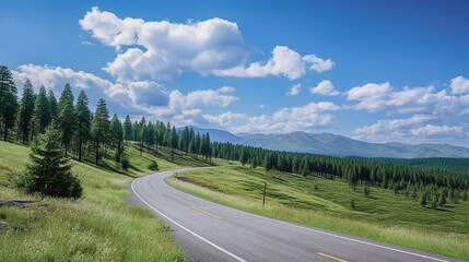 Naklejka premium 青空のドライブコース