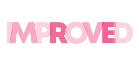 Improved management business card text. Modern letter poster with pink gradations. Colorful word art slogan icon. Phrase print design element.