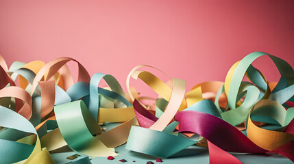 Colorful Ribbons with room for copy space for holiday new years banners generative ai