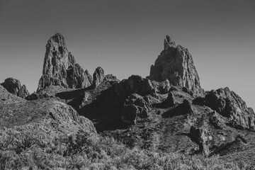 Gray Scale of Mule Ears Formations in Big Bend