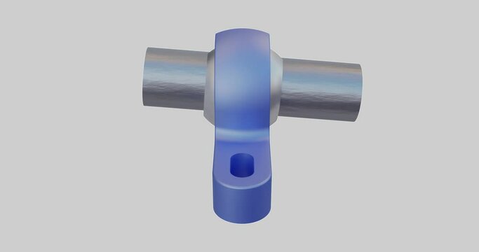 3D animation of sliding contact bearing showing slight angular tolerance plus cut-out section. Industrial plant system. Rotating equipment