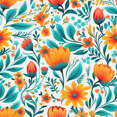 spring floral design summer seamless abstract pattern vector art  AI Generated