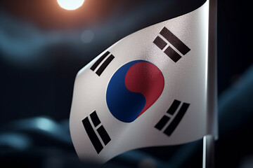 Red Blue and white 3D Render Minimalist South Korea flag bokeh background with minimalist symbol, Generative AI - obrazy, fototapety, plakaty