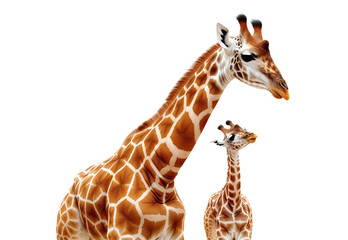 Obraz premium Giraffe and cute baby giraffe, cut out