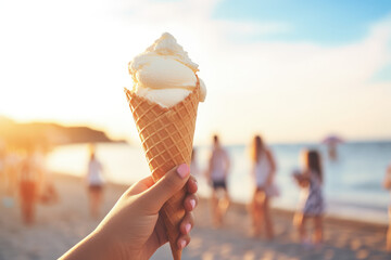 ice cream cone in hand