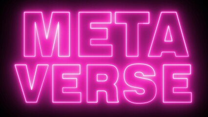 METAVERSE text font with light. Luminous and shimmering haze inside the letters of the text Metaverse. 