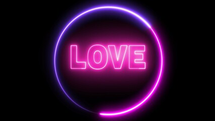 Love text font with neon light. Luminous and shimmering haze inside the letters of the text i love you.