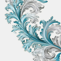 Nile Blue elaborate filigree corner borders on white Background, AI Generated