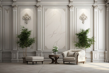 Fototapeta na wymiar a blank wallpaper in living room with plant 