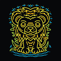 Colorful Monoline Lion Vector Graphic Design illustration Emblem