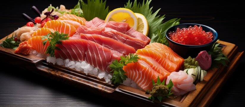 Tasty Japanese seafood sashimi assortment