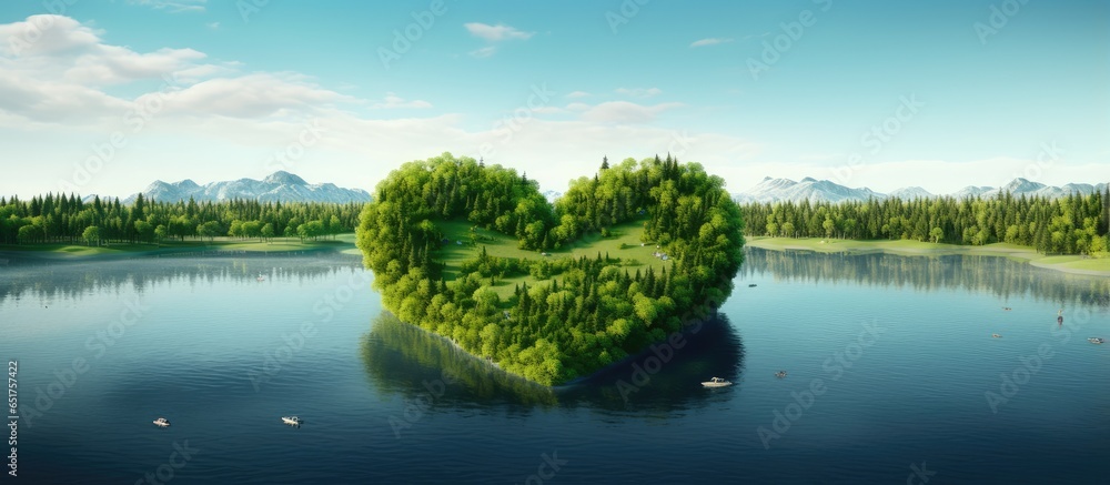 Canvas Prints a heart shaped lake in untouched nature symbolizing the importance of nature conservation bio produc