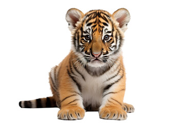Fototapeta premium A cute baby tiger on a white background studio shot isolated PNG