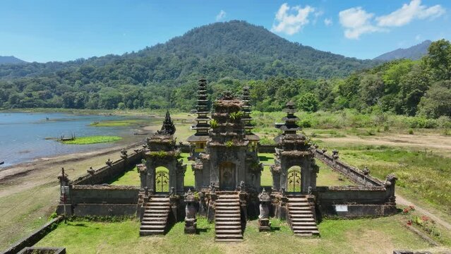 View from  drone pura ulun danu tamblingan Bali, Indonesia