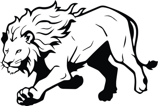 lion running Logo Monochrome Design Style