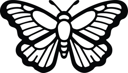 moth Flying Logo Monochrome Design Style - obrazy, fototapety, plakaty