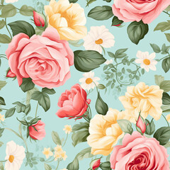Vintage Roses Romantic and nostalgic patterns featuring roses in soft hues vector art AI Generated