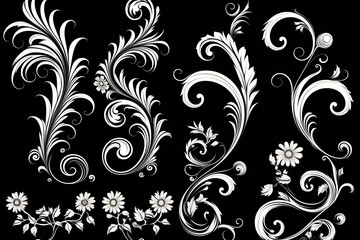 Vintage baroque feminine wedding swirl decorations design elements whimsical feminine sensibilities AI Generated