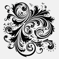 vintage antique calligraphic swirl Filigree, AI Generated