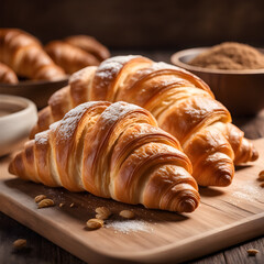 croissant on a wooden table