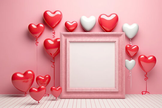 Valentines day greeting card love photo mockup, Generative AI
