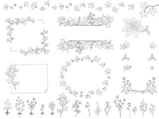 秋冬のボタニカルフレーム素材セット