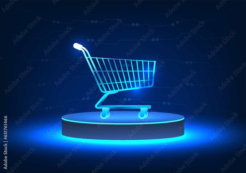 Poster cart placed on top of the podium online shopping is available at any time. increases convenience by 