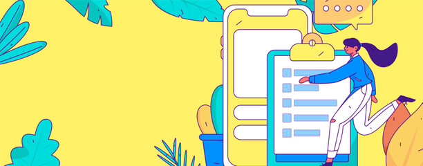 Invite friends to conduct questionnaire flat vector concept operation hand drawn illustration