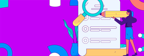 Invite friends to conduct questionnaire flat vector concept operation hand drawn illustration