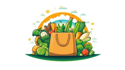bag with vegetables. vector illustration. isolated white background