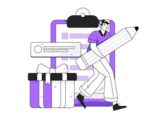 Invite friends to conduct questionnaire flat vector concept operation hand drawn illustration