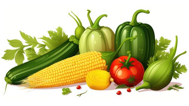 fresh vegetables isolated on white background. vector illustration. world vegan day. world vegetarian day. world food day