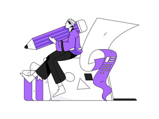 Invite friends to conduct questionnaire flat vector concept operation hand drawn illustration