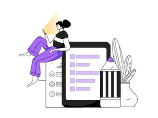 Invite friends to conduct questionnaire flat vector concept operation hand drawn illustration