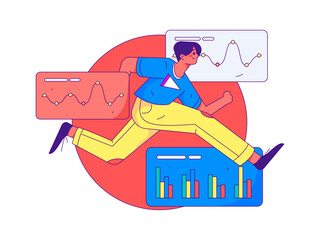 People exercising healthy running vector internet operation illustration