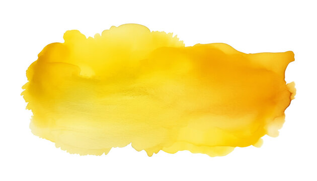 abstract yellow watercolor isolated on transparent background cutout