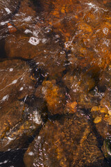 Abstract water surface with rocks and foam, copy space background image