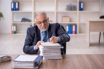 Old male employee working in the office