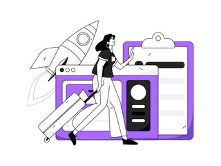 Business work characters flat vector concept operation hand drawn illustration