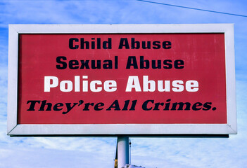 Fototapeta premium Abuse sign highlighting police abuse.