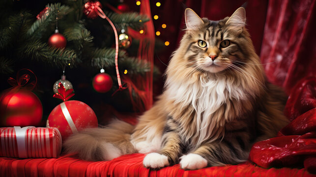 Maine Coon Cat Christmas Party02.png